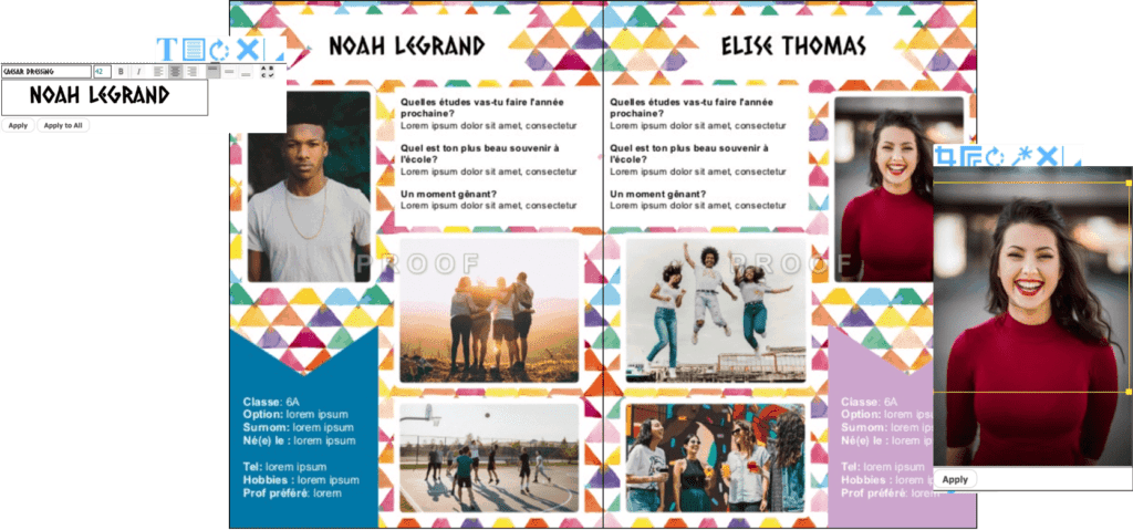 exemples de pages élèves yearbook design