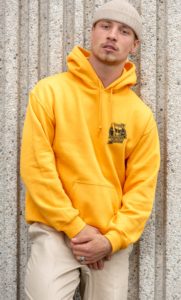 pull etudiant jaune impression logo